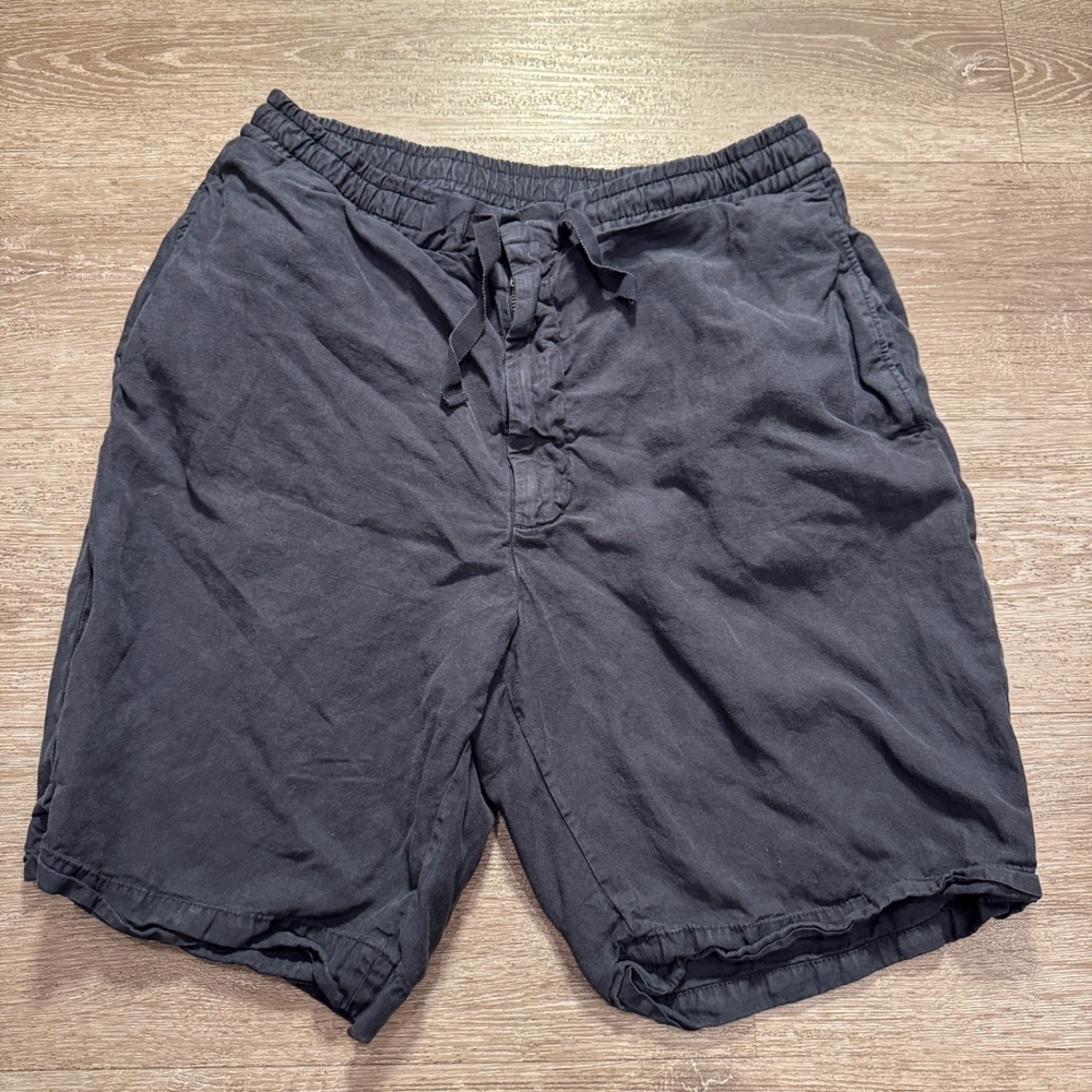 Officine Generale Shorts Men 52 L Blue Lyocell Linen Phil Drawstring Luxury 9"
